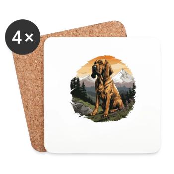 Chien Bloodhound - Dessous de verre (lot de 4) - blanc - Devant