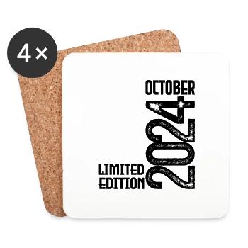 Cadeau Anniversaire Octobre 2024. October 2024. - Dessous de verre (lot de 4) - blanc - Devant