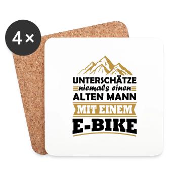 Unterschätze niemals einen alten Mann mit E-Bike - Untersetzer (4er-Set) - Weiß - Vorne