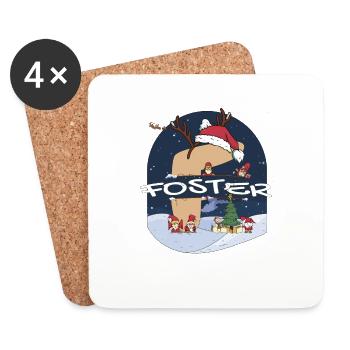 Toller Fostername mit Weihnachtsmütze im Weihnachtsthema - Untersetzer (4er-Set) - Weiß - Vorne