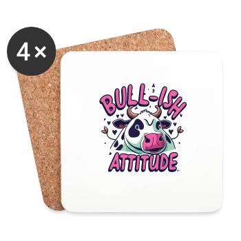 Vache Vaches Agriculture Bull-ish Attitude - Dessous de verre (lot de 4) - blanc - Devant