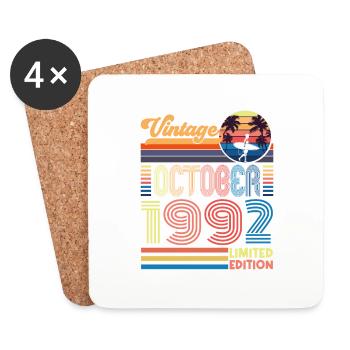 Jubiläum Oktober 1992. Geschenk Oktober 1992. - Untersetzer (4er-Set) - Weiß - Vorne