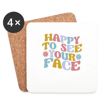Happy To See Your Face Lehrer Schüler 100 Tage - Untersetzer (4er-Set) - Weiß - Vorne