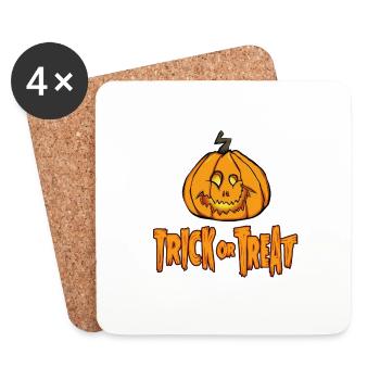 Lustiges Halloween Kürbis Trick or Treat - Untersetzer (4er-Set) - Weiß - Vorne