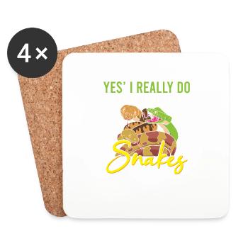 Funny Python Snake / Boa Constrictor - Coasters (set of 4) - white - Front