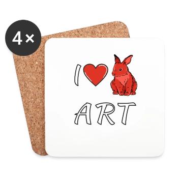 I LOVE ART BUNNY - Coasters (set of 4) - white - Front