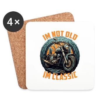 Je ne suis pas vieux im classique vintage Chopper moto - Dessous de verre (lot de 4) - blanc - Devant