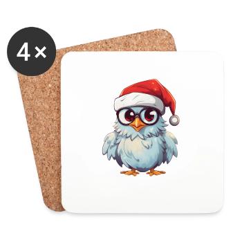 Hibou de Noël blanc : l’élégance festive - Dessous de verre (lot de 4) - blanc - Devant