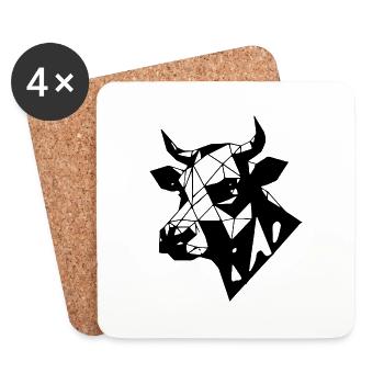 Cow Illustration Cow Head Gift Idea - Coasters (set of 4) - white - Front