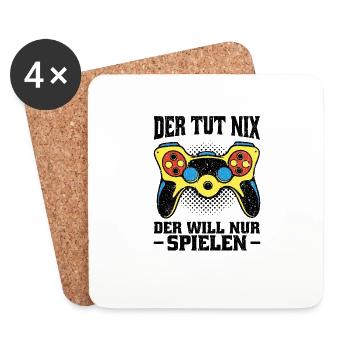 Lustiges Gaming Motiv - Perfektes Geschenk - Untersetzer (4er-Set) - Weiß - Vorne