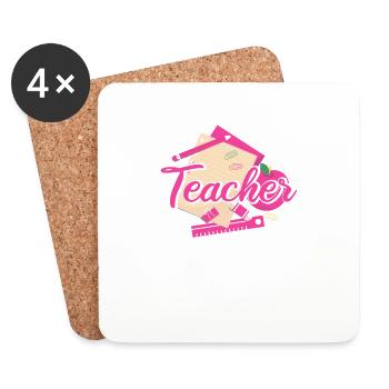 Pink Teacher 90s Teacher Students 100th Day of - Coasters (set of 4) - white - Front