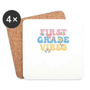 First Grade Vibes 1st Class Team Retro 100th Day - Coasters (set of 4) - white - Front
