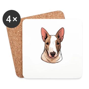 Chien Bull Terrier - Dessous de verre (lot de 4) - blanc - Devant