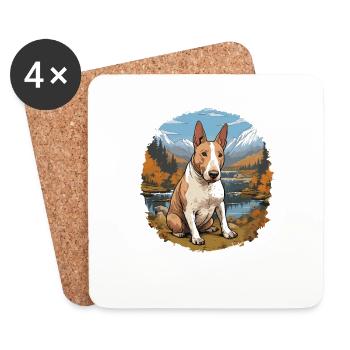 Chien Bull Terrier - Dessous de verre (lot de 4) - blanc - Devant
