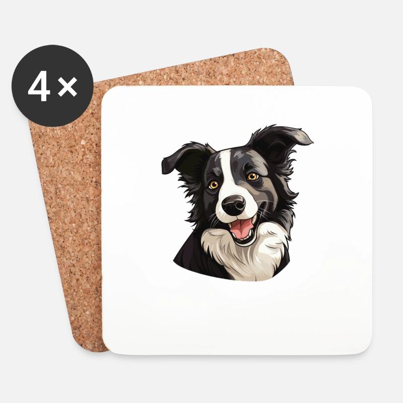 Hund Border Collie - Untersetzer (4er-Set) - Weiß