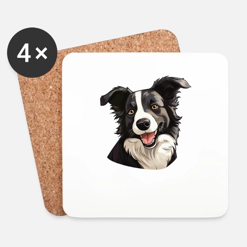 Hund Border Collie - Untersetzer (4er-Set) - Weiß