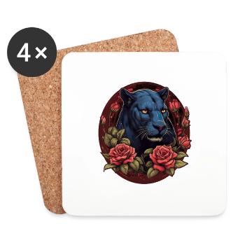 Schwarzer Panther Großkatze - Untersetzer (4er-Set) - Weiß - Vorne