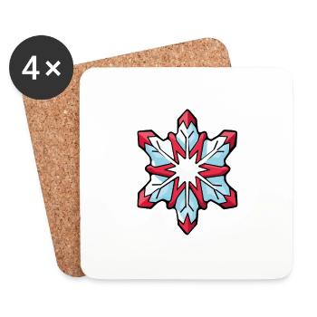 Flocon De Neige, Hiver, Neige - Dessous de verre (lot de 4) - blanc - Devant