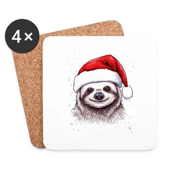 Lustige Faultier-Weihnachtsgrafik - Niedliche Weihnachten SL - Untersetzer (4er-Set) - Weiß - Vorne