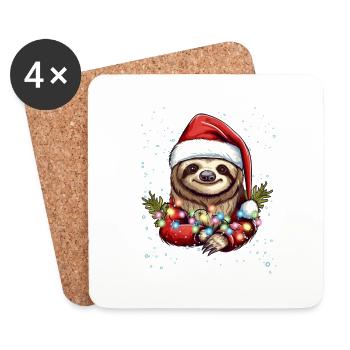 Dessins de Noël d’amant paresseux - Noël drôle Sl - Dessous de verre (lot de 4) - blanc - Devant