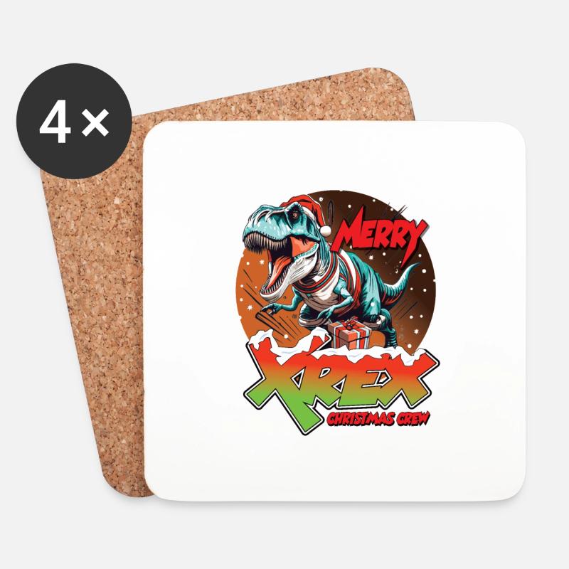 Weihnachten T-REX Merry XREX Geschenk Crew - Untersetzer (4er-Set) - Weiß