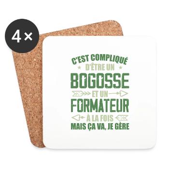 Bogosse Et Formateur Cadeau Meilleur Collègue - Dessous de verre (lot de 4) - blanc - Devant