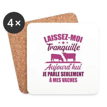Je parle Seulement à Mes Vaches Cadeau Humour - Dessous de verre (lot de 4) - blanc - Devant