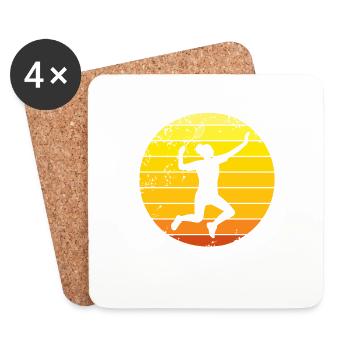 Joueur de badminton - Dessous de verre (lot de 4) - blanc - Devant