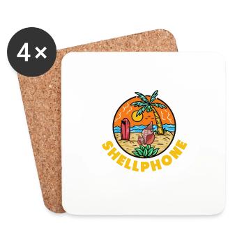 Appelez-moi sur le Shellphone Beach Vacation Men - Dessous de verre (lot de 4) - blanc - Devant