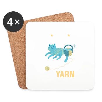 Easily Distracted By Cats And Yarn Häkeln Stricken - Coasters (set of 4) - white - Front