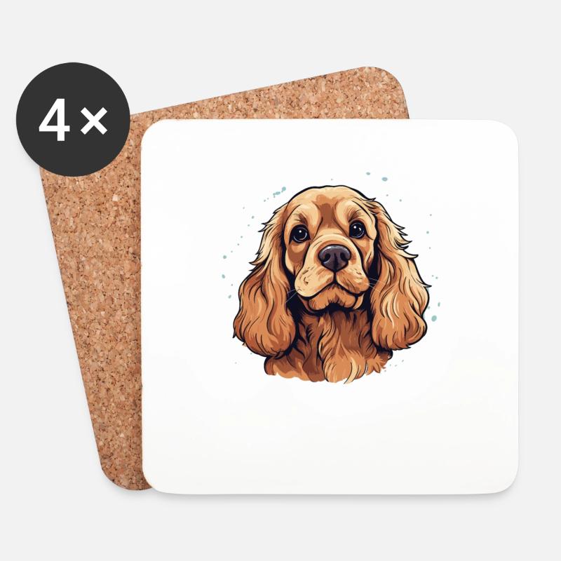 Hund Cocker Spaniel - Untersetzer (4er-Set) - Weiß