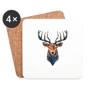 Polygon Art: Noble Antlers in a Modern Style - Coasters (set of 4) - white - Front