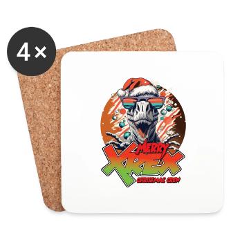 Noël T-REX joyeux XREX cadeau équipage - Dessous de verre (lot de 4) - blanc - Devant