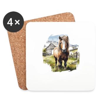 Pony Island Pferd Shetland Pony Shetty - Untersetzer (4er-Set) - Weiß - Vorne