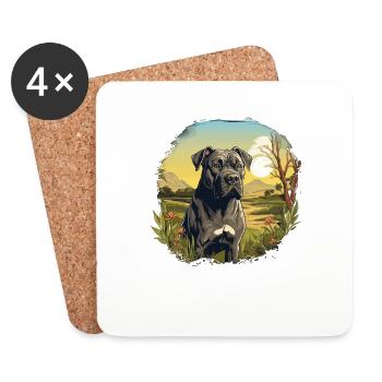Hund Cane Corso - Untersetzer (4er-Set) - Weiß - Vorne
