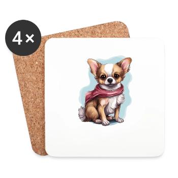 Hund Chihuahua - Untersetzer (4er-Set) - Weiß - Vorne