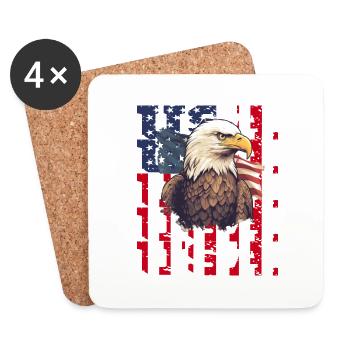 USA Flagge Adler für Patrioten - Untersetzer (4er-Set) - Weiß - Vorne