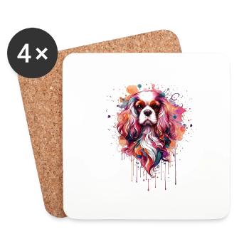 Cavalier dog among colors - Coasters (set of 4) - white - Front