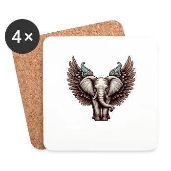 Christmas Elephant: Angel of Gentleness with Wings - Coasters (set of 4) - white - Front