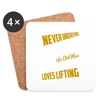 Ne sous-estimez jamais un vieil homme qui aime soulever des - Dessous de verre (lot de 4) - blanc - Devant
