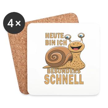 SCHNECKE HEUTE BESONDERS SCHNELL - Untersetzer (4er-Set) - Weiß - Vorne