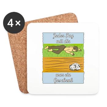 MENSCH TRAURIG HUND - Untersetzer (4er-Set) - Weiß - Vorne