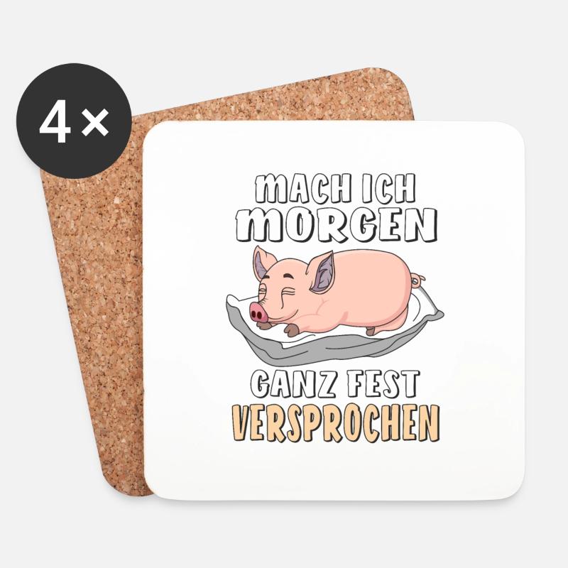 SCHWEIN MACH ICH MORGEN VERSPROCHEN - Untersetzer (4er-Set) - Weiß