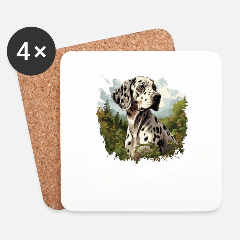 Hund Dalmatiner - Untersetzer (4er-Set) - Weiß