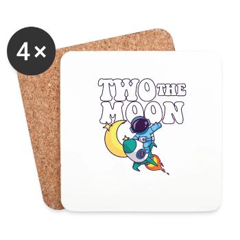 2nd Birthday Party Theme Outer Space Two The Moon - Untersetzer (4er-Set) - Weiß - Vorne