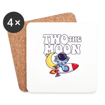 Two The Moon Astronaut Outer Space 2nd Birthday - Untersetzer (4er-Set) - Weiß - Vorne