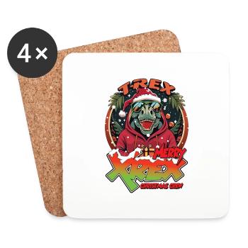 Noël T-REX joyeux XREX cadeau équipage - Dessous de verre (lot de 4) - blanc - Devant