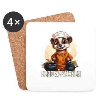 Lustiges Erdmännchen als Koch - Untersetzer (4er-Set) - Weiß - Vorne