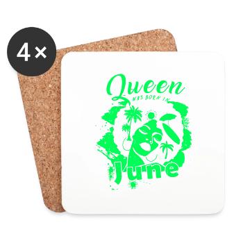 Real Queens are born in June - Coasters (set of 4) - white - Front