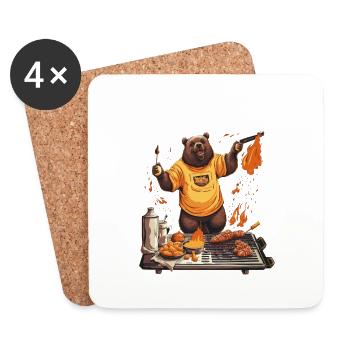 Bear Grills Barbecue BBQ Grillades Camping Sauvage - Dessous de verre (lot de 4) - blanc - Devant